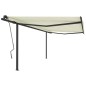 Tenda da Sole Retrattile Automatica con Pali 4x3 m Crema Tenda da Sole Retrattile Automatica con Pali 4x3 m Crema