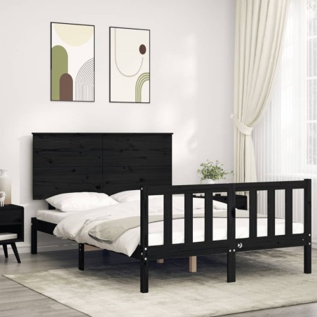 vidaXL Giroletto con Testiera Nero 140x200 cm in Legno Massello
