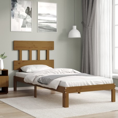 Giroletto con Testiera Miele 100x200 cm in Legno Massello