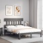 Giroletto con Testiera Grigio 140x200 cm in Legno Massello Giroletto con Testiera Grigio 140x200 cm in Legno Massello