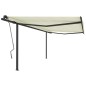 Tenda da Sole Retrattile Automatica con Pali 4x3 m Crema Tenda da Sole Retrattile Automatica con Pali 4x3 m Crema