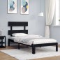 Giroletto con Testiera Nero 90x200 cm in Legno Massello