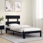Giroletto con Testiera Nero 90x200 cm in Legno Massello