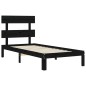Giroletto con Testiera Nero 90x200 cm in Legno Massello