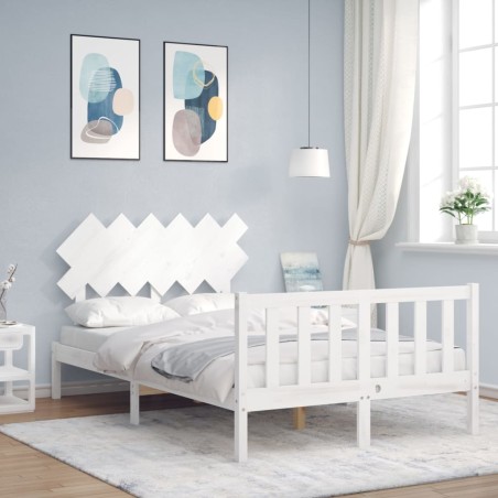 Giroletto con Testiera Bianco 4FT6 Double in Legno Massello