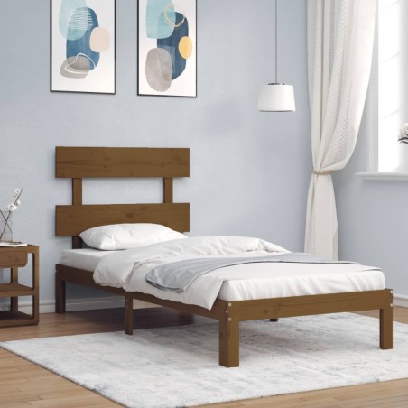 Giroletto con Testiera Miele 90x200 cm in Legno Massello