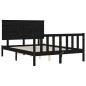 Giroletto con Testiera Nero 140x190 cm in Legno Massello Giroletto con Testiera Nero 140x190 cm in Legno Massello
