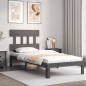 Giroletto con Testiera Grigio 90x200 cm in Legno Massello Giroletto con Testiera Grigio 90x200 cm in Legno Massello