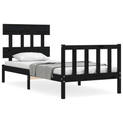 Giroletto con Testiera Nero 2FT6 Small Single in Legno Massello