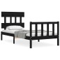 Giroletto con Testiera Nero 2FT6 Small Single in Legno Massello
