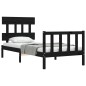 Giroletto con Testiera Nero 2FT6 Small Single in Legno Massello