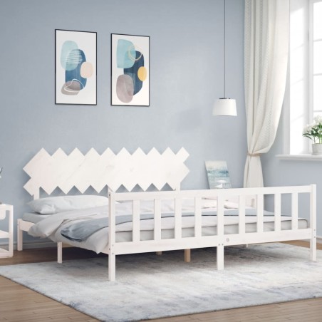 vidaXL Giroletto senza Materasso Bianco 200x200 cm Legno Massello Pino