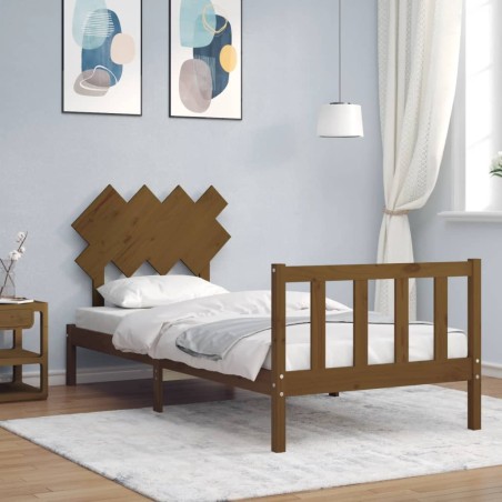 Giroletto con Testiera Miele 3FT Single in Legno Massello