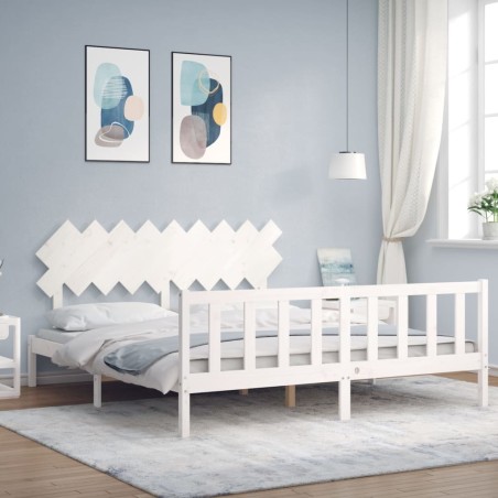 Giroletto con Testiera Bianco 6FT Super King in Legno Massello