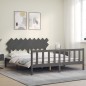 Giroletto con Testiera Grigio 6FT Super King in Legno Massello Giroletto con Testiera Grigio 6FT Super King in Legno Massello