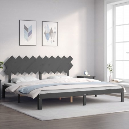 vidaXL Giroletto con Testiera Grigio 200x200 cm in Legno Massello