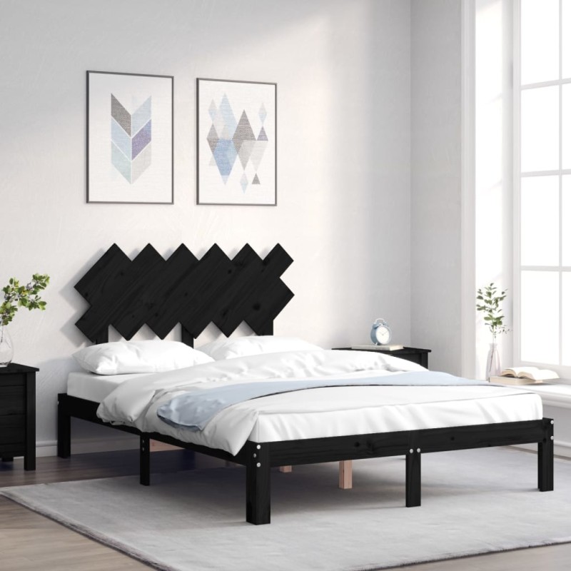 Giroletto con Testiera Nero 4FT6 Double in Legno Massello Giroletto con Testiera Nero 4FT6 Double in Legno Massello