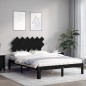 Giroletto con Testiera Nero 4FT6 Double in Legno Massello Giroletto con Testiera Nero 4FT6 Double in Legno Massello