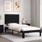 Giroletto con Testiera Nero 90x200 cm in Legno Massello