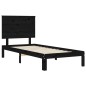 Giroletto con Testiera Nero 90x200 cm in Legno Massello