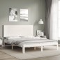 Giroletto con Testiera Bianco 160x200 cm Legno Massello Giroletto con Testiera Bianco 160x200 cm Legno Massello