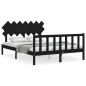 vidaXL Giroletto con Testiera Nero King Size in Legno Massello vidaXL Giroletto con Testiera Nero King Size in Legno Massello
