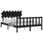 vidaXL Giroletto con Testiera Nero King Size in Legno Massello vidaXL Giroletto con Testiera Nero King Size in Legno Massello