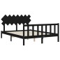 vidaXL Giroletto con Testiera Nero King Size in Legno Massello vidaXL Giroletto con Testiera Nero King Size in Legno Massello
