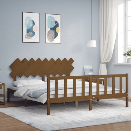 Giroletto con Testiera Miele 6FT Super King in Legno Massello