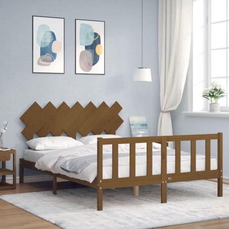 Giroletto con Testiera Miele 5FT King Size in Legno Massello