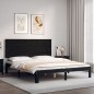 Giroletto con Testiera Nero 160x200 cm Legno Massello Giroletto con Testiera Nero 160x200 cm Legno Massello