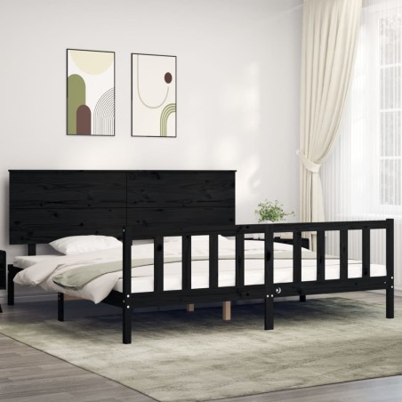 Giroletto con Testiera Nero 6FT Super King in Legno Massello