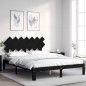 Giroletto con Testiera Nero 5FT King Size in Legno Massello Giroletto con Testiera Nero 5FT King Size in Legno Massello