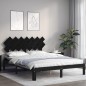 Giroletto con Testiera Nero 5FT King Size in Legno Massello Giroletto con Testiera Nero 5FT King Size in Legno Massello