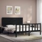 Giroletto con Testiera Nero 160x200 cm Legno Massello Giroletto con Testiera Nero 160x200 cm Legno Massello