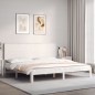 Giroletto con Testiera Bianco 200x200 cm in Legno Massello Giroletto con Testiera Bianco 200x200 cm in Legno Massello