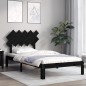 Giroletto con Testiera Nero 100x200 cm in Legno Massello
