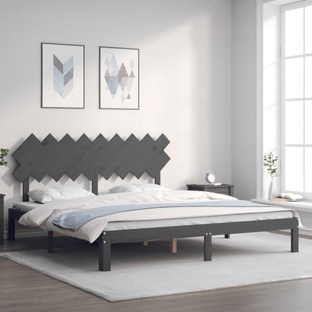 Giroletto con Testiera Grigio 6FT Super King in Legno Massello