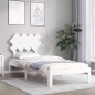 Giroletto con Testiera Bianco 90x200 cm in Legno Massello Giroletto con Testiera Bianco 90x200 cm in Legno Massello