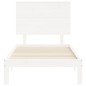 Giroletto con Testiera Bianco 90x200 cm in Legno Massello Giroletto con Testiera Bianco 90x200 cm in Legno Massello