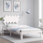 Giroletto con Testiera Bianco 100x200 cm in Legno Massello Giroletto con Testiera Bianco 100x200 cm in Legno Massello