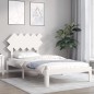 Giroletto con Testiera Bianco 100x200 cm in Legno Massello Giroletto con Testiera Bianco 100x200 cm in Legno Massello