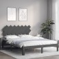Giroletto con Testiera Grigio 140x200 cm in Legno Massello Giroletto con Testiera Grigio 140x200 cm in Legno Massello