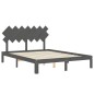 Giroletto con Testiera Grigio 140x200 cm in Legno Massello Giroletto con Testiera Grigio 140x200 cm in Legno Massello