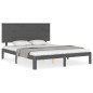 Giroletto con Testiera Grigio 5FT King Size in Legno Massello