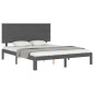 Giroletto con Testiera Grigio 5FT King Size in Legno Massello