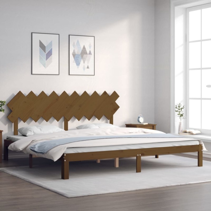 Giroletto con Testiera Miele 200x200 cm in Legno Massello Giroletto con Testiera Miele 200x200 cm in Legno Massello