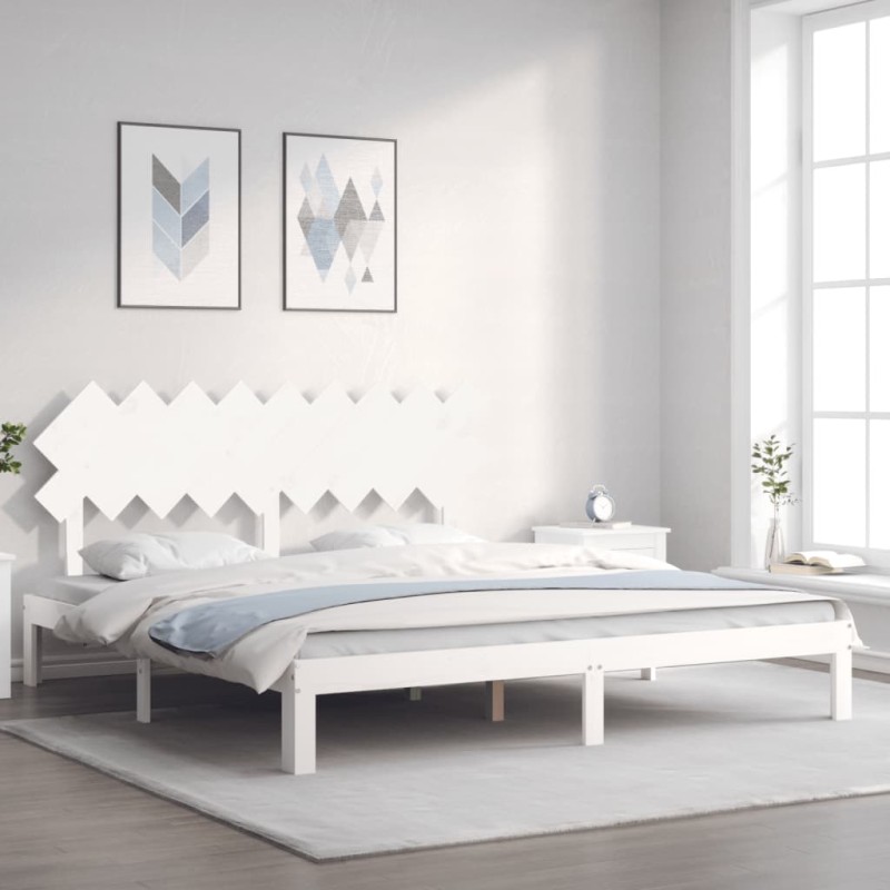 Giroletto con Testiera Bianco 6FT Super King in Legno Massello