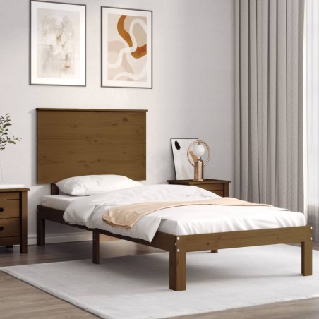Giroletto con Testiera Miele 90x200 cm in Legno Massello