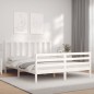 Giroletto con Testiera Bianco 5FT King Size in Legno Massello Giroletto con Testiera Bianco 5FT King Size in Legno Massello
